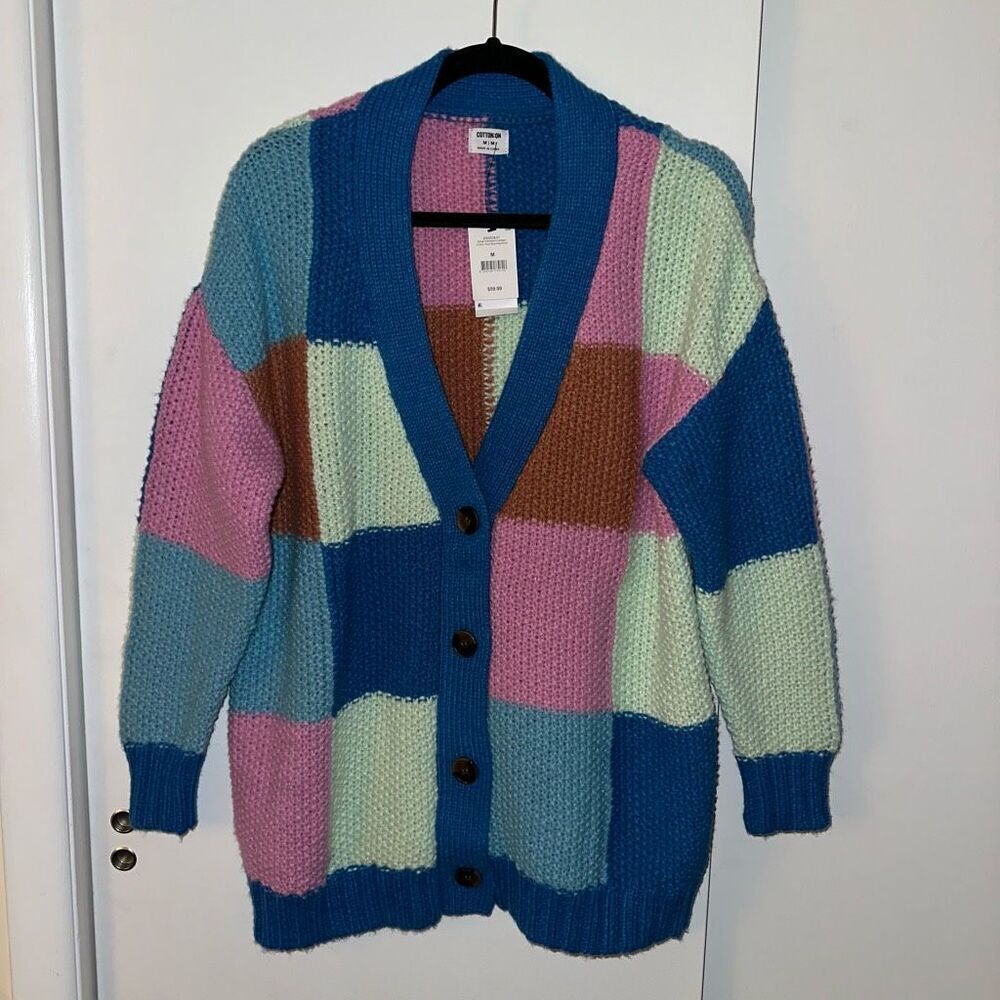 Cotton On Women’s Grandma Core Oversized Patchwork Chunky Sweater Medium NWT